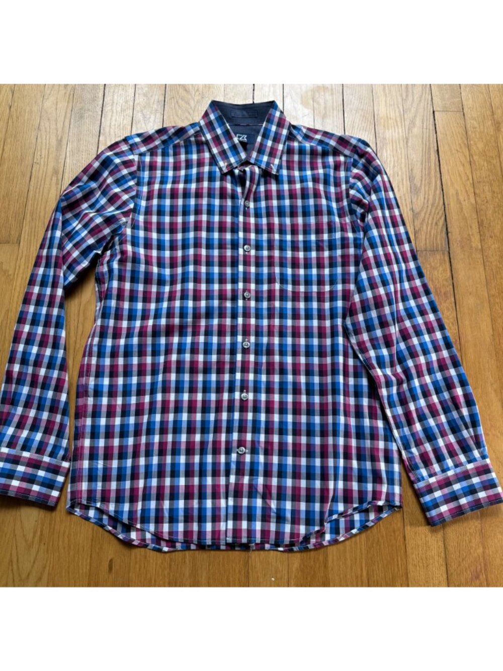 Cutter & Buck Size S Blue & Red Plaid Cotton Long Sleeve Button-Up Shirt Top - Picture 3 of 14